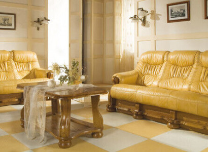 Country house leather sofas upholstery wooden frame 3+1+1 sofa set couch